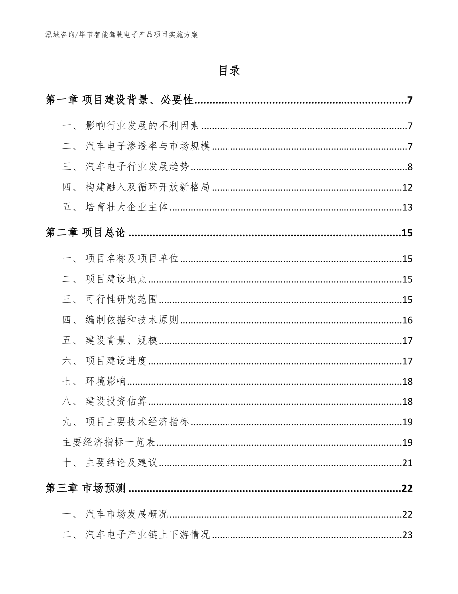 毕节智能驾驶电子产品项目实施方案【参考范文】_第1页