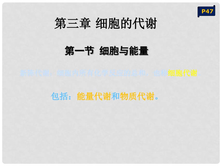 浙江省嘉兴市第三中学高中生物《3.1细胞与能量》课件 浙科版必修1_第1页