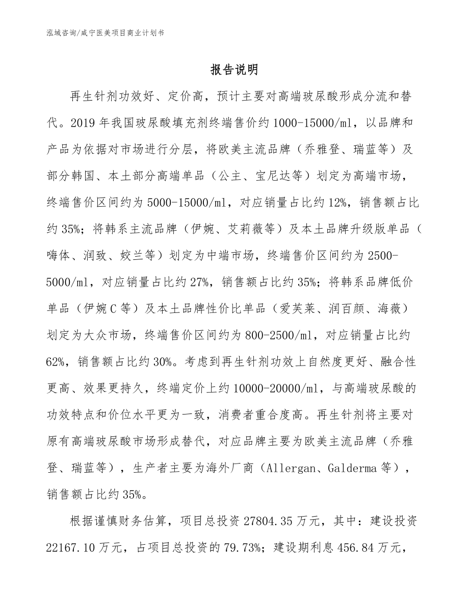 咸宁医美项目商业计划书模板范本_第2页