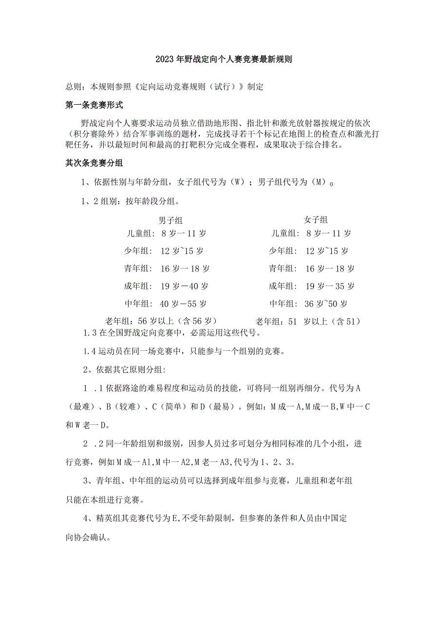 2023年野战个人赛竞赛最新规则_第1页