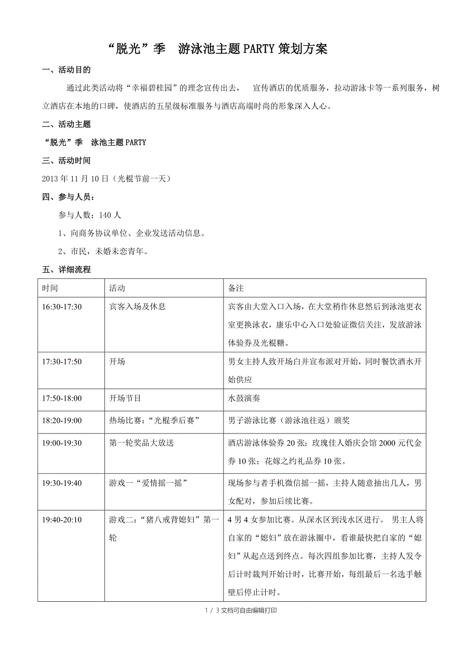 “脱光”季游泳池主题PARTY策划方案_第1页