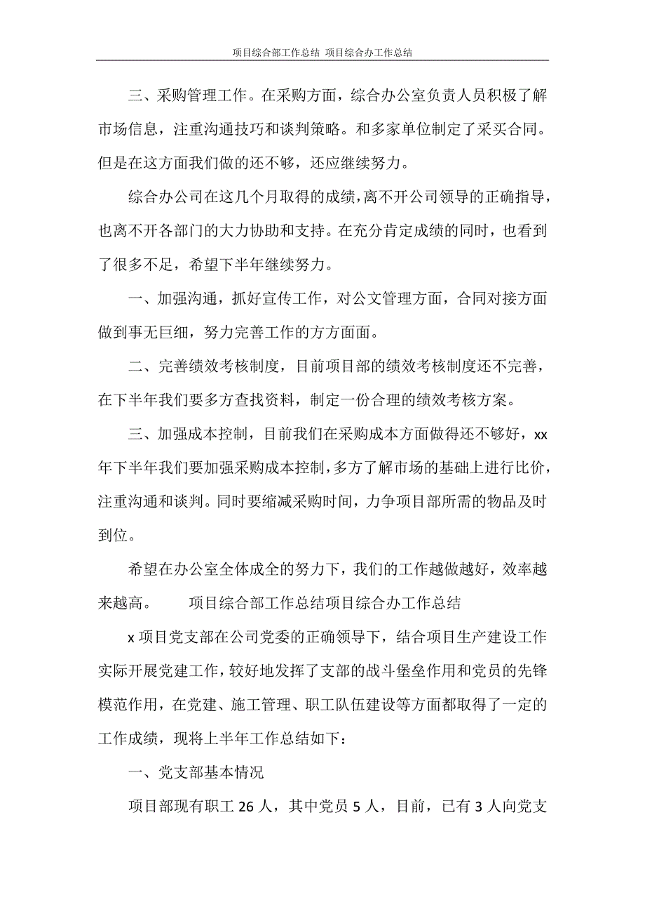 工作总结 项目综合部工作总结 项目综合办工作总结.doc_第2页