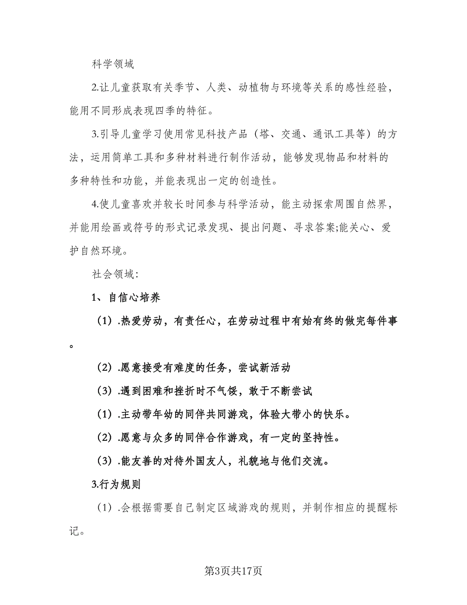 2023第一学期大班教学计划模板（四篇）.doc_第3页