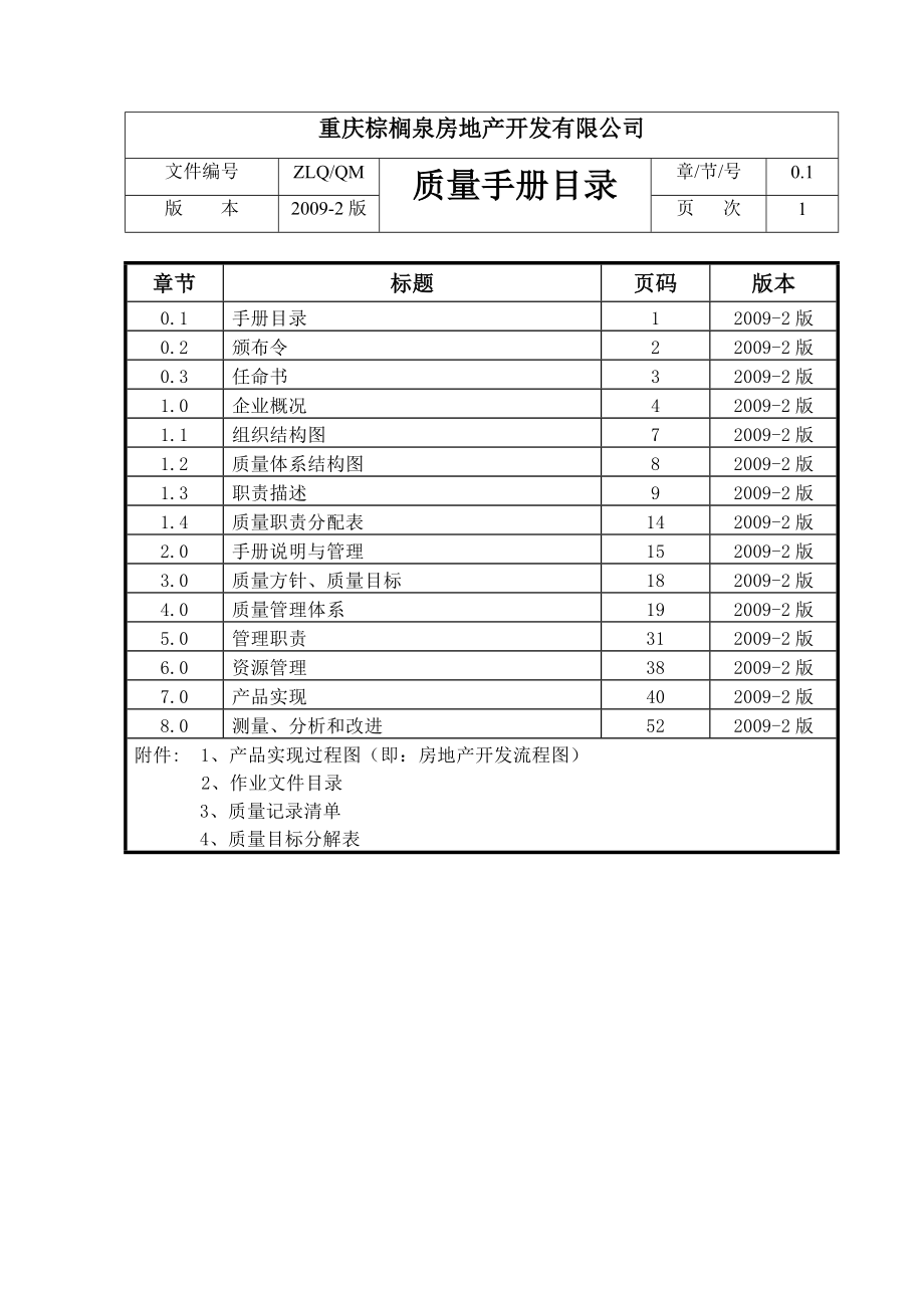 某房地产开发有限公司质量手册(管理体系文件最新版本)_第2页