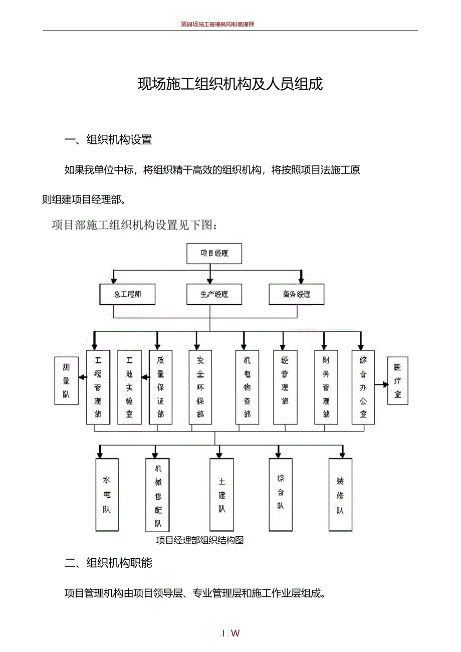 现场施工组织机构及人员组成_第1页