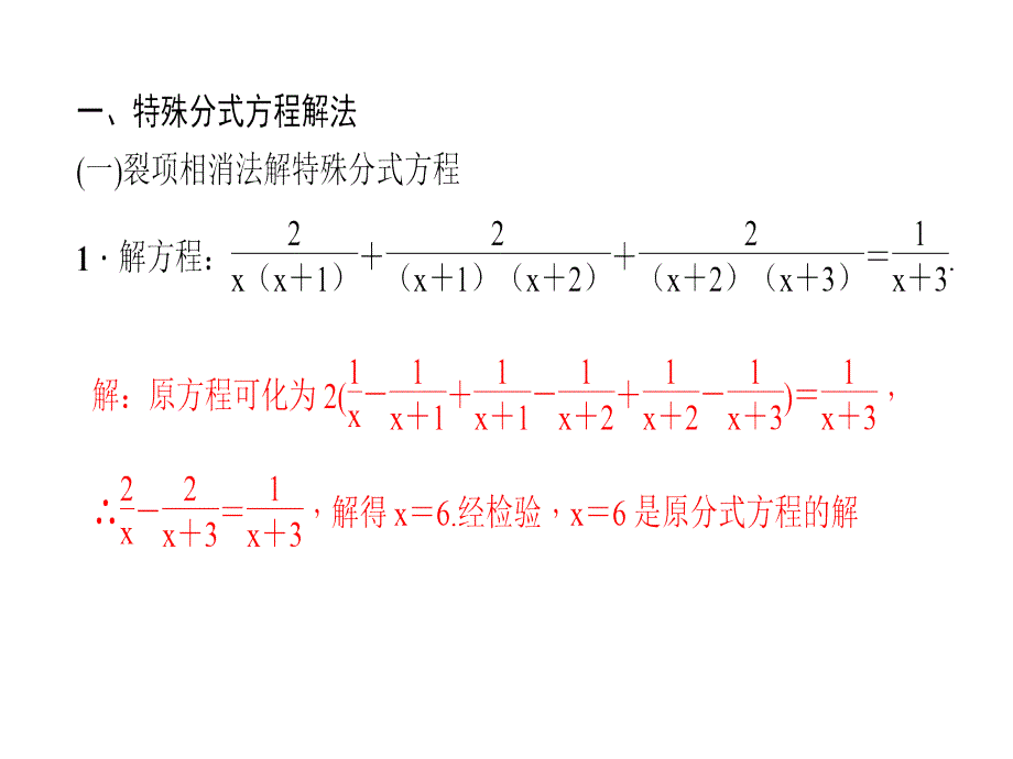 人教版八年级数学上册课件专题课堂分式方程的解法及应用_第2页