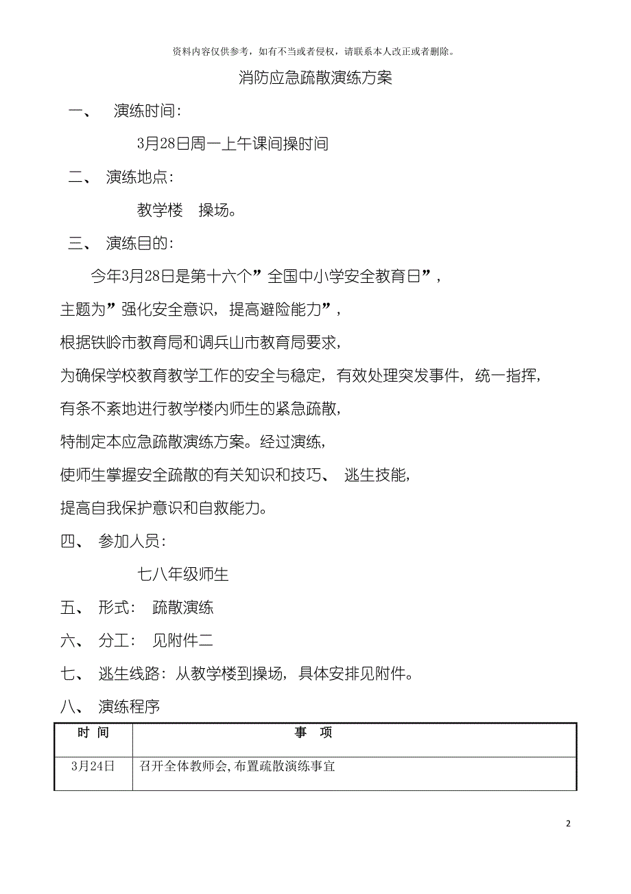 消防应急疏散演练方案模板_第2页