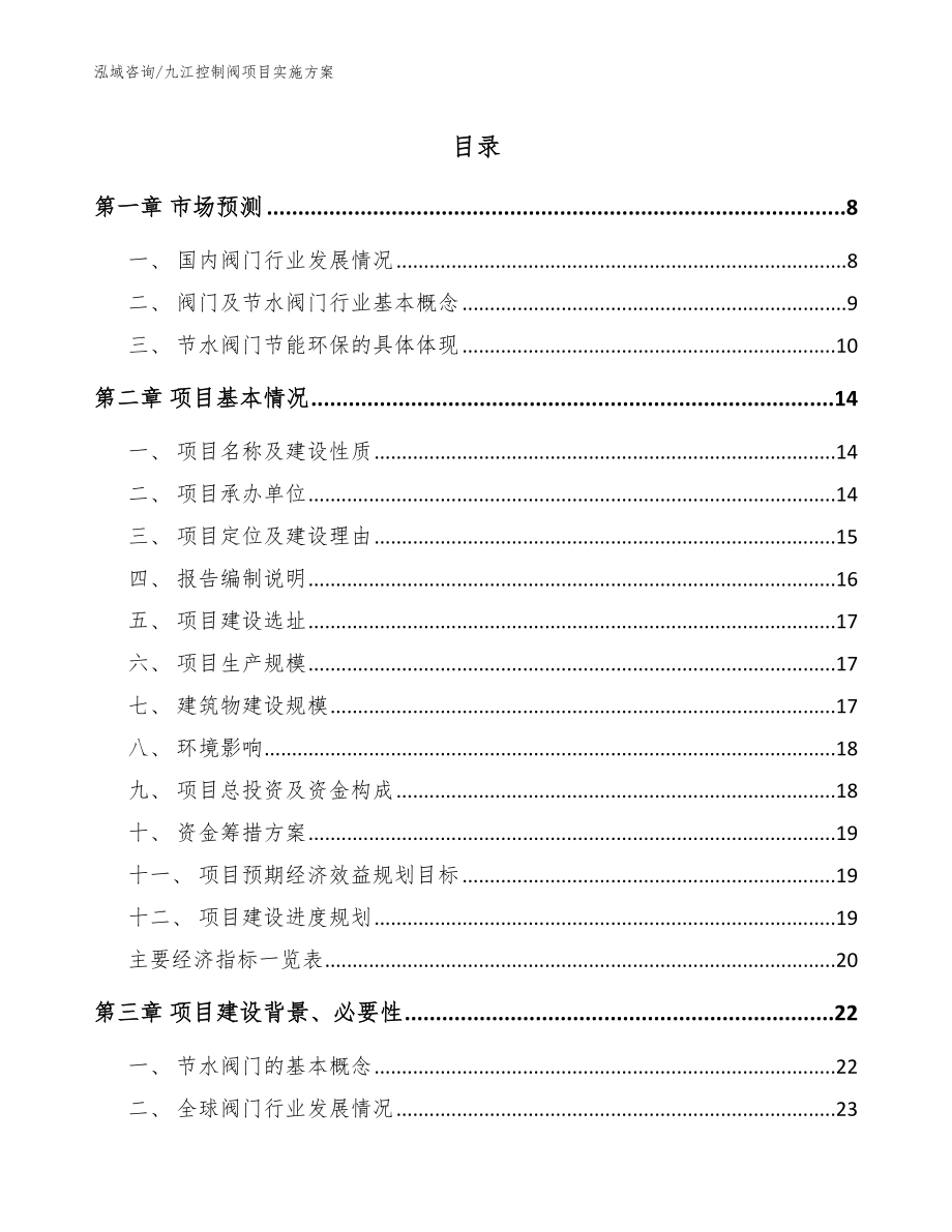 九江控制阀项目实施方案（范文）_第1页