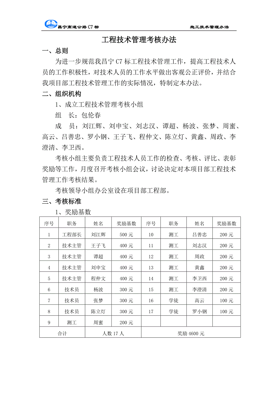 01 工程技术管理考核办法(昌宁C7)_第1页