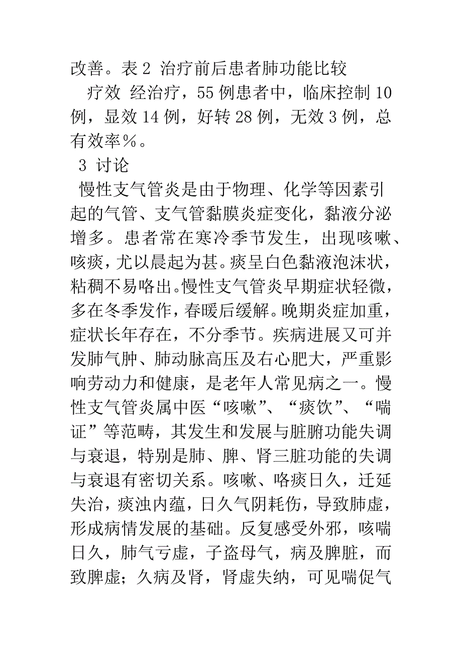 清肺化痰、补肾益气治疗慢性支气管炎急性发作55例疗效分析.docx_第4页