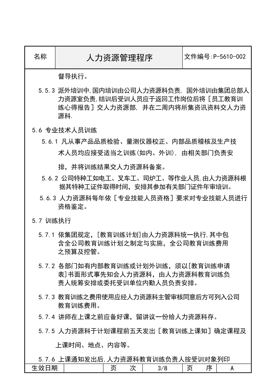 某某食品公司人力资源管理程序_第4页