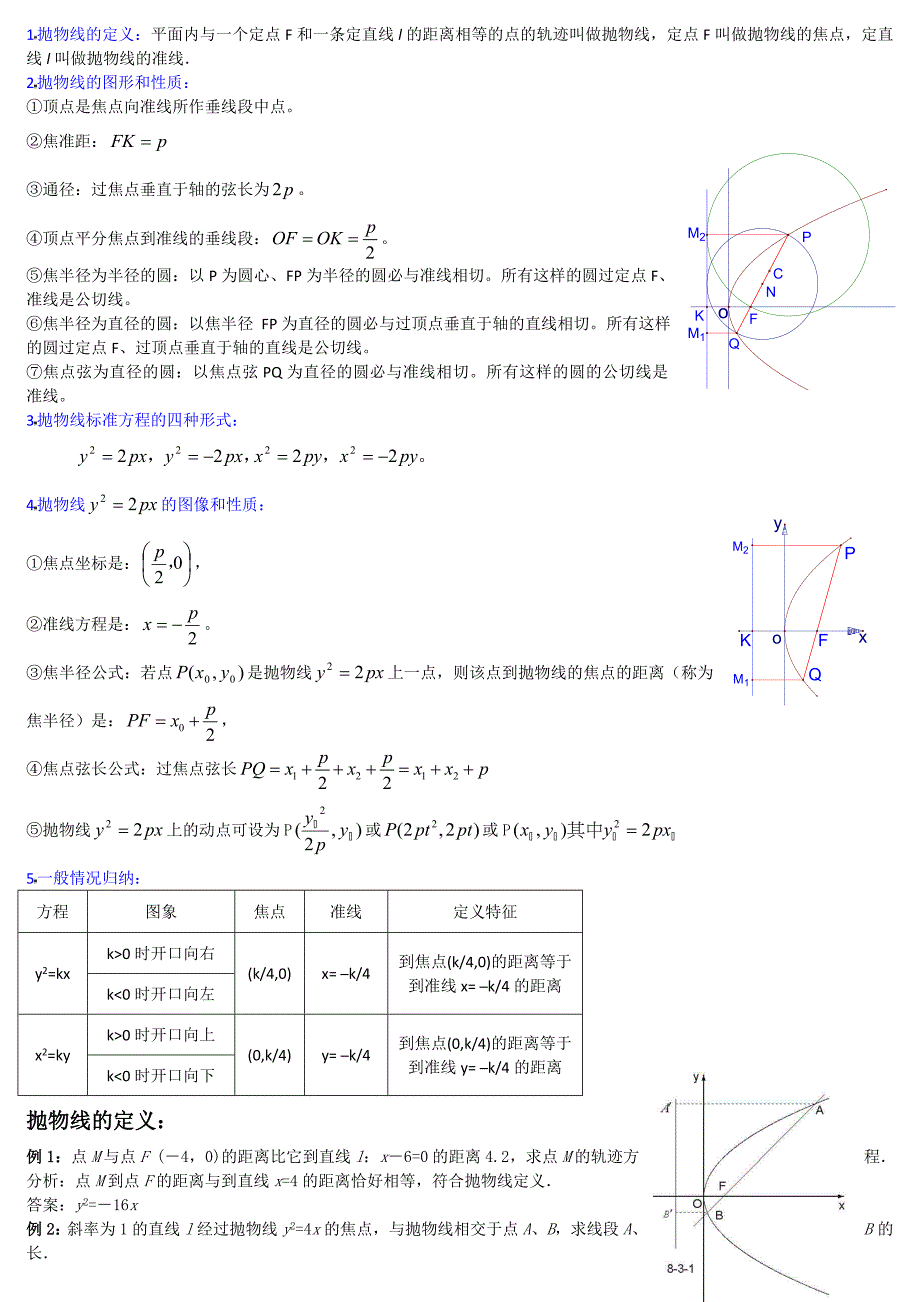 教案高中数学抛物线高考经典例题_第1页