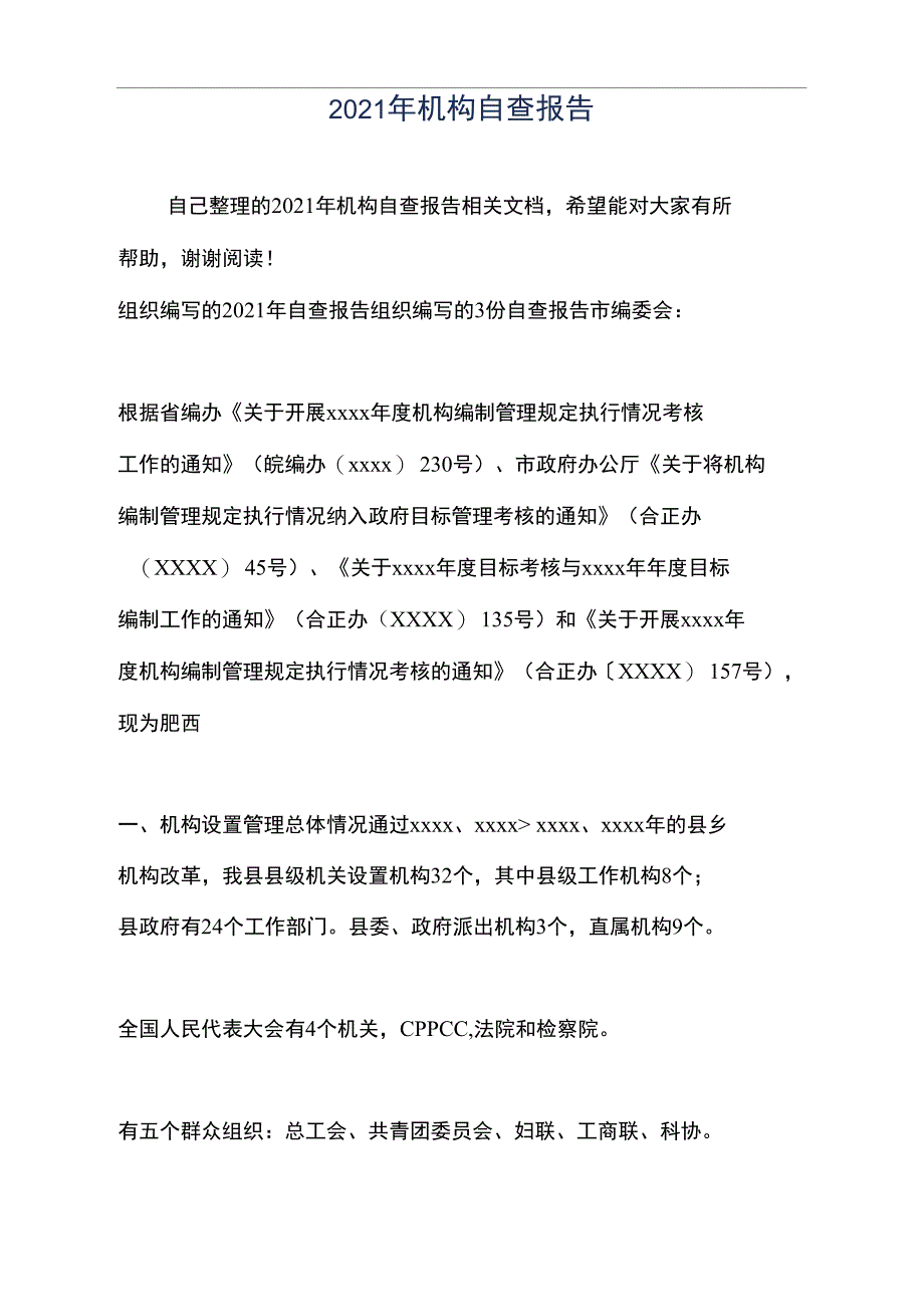 2021年机构自查报告_第1页