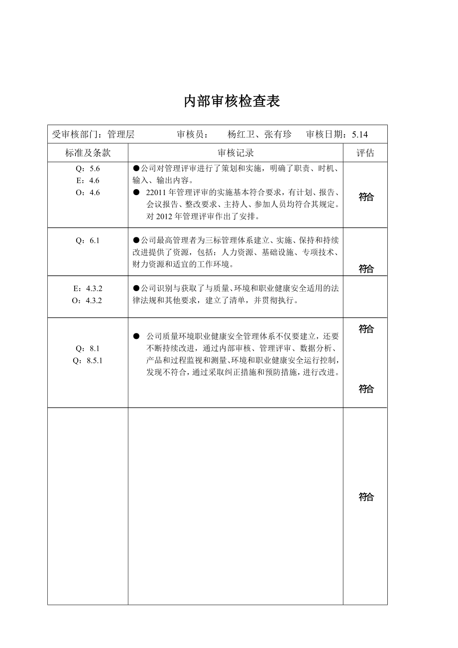 2013内部审核检查表_第3页