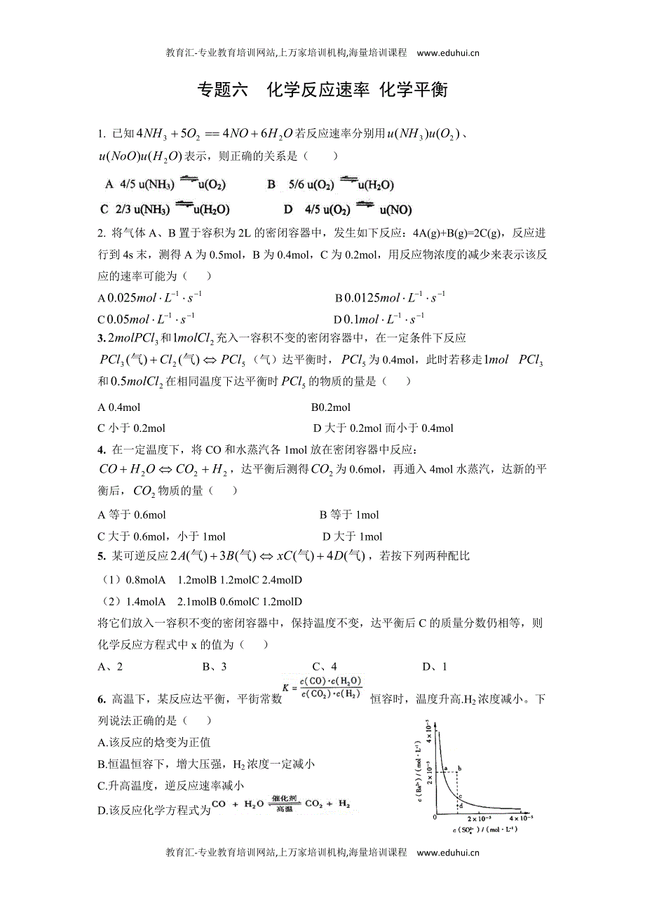 专题六化学反应速率化学平衡.doc_第1页