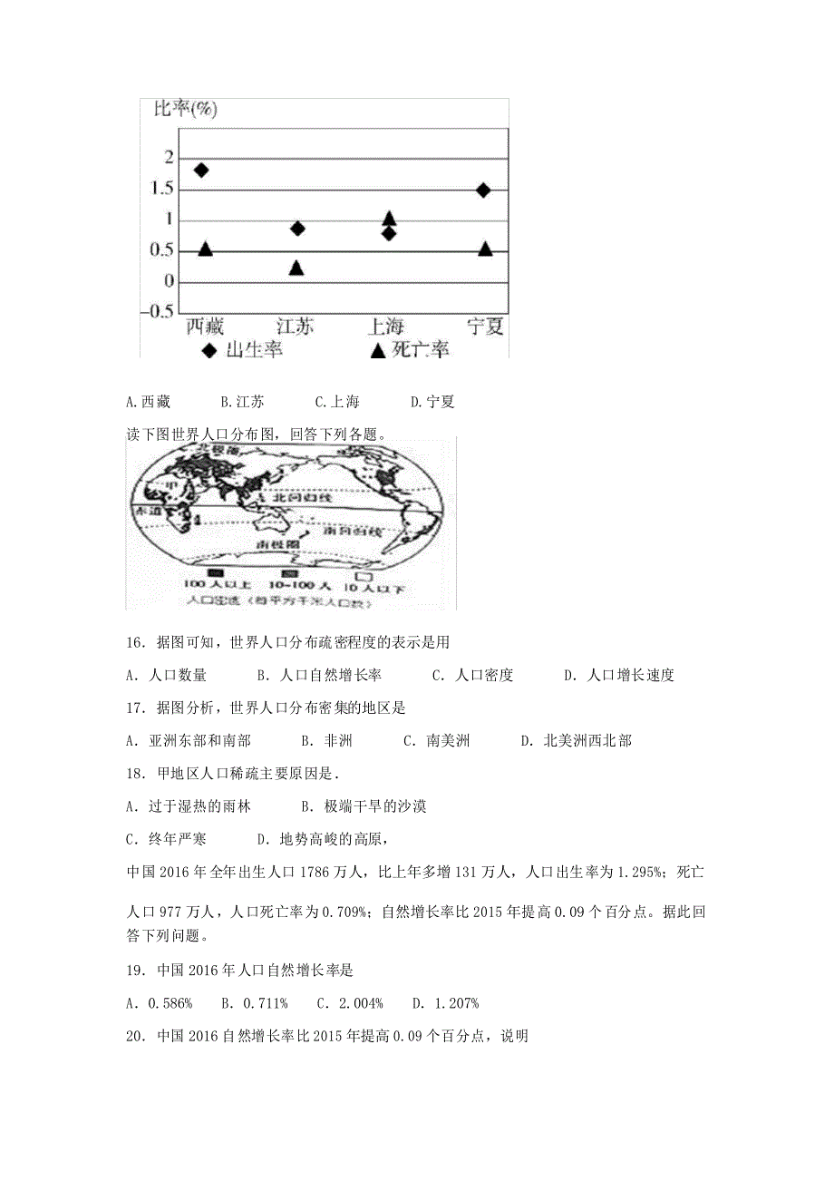 2021年中考地理复习同步练习人口与人种_第4页