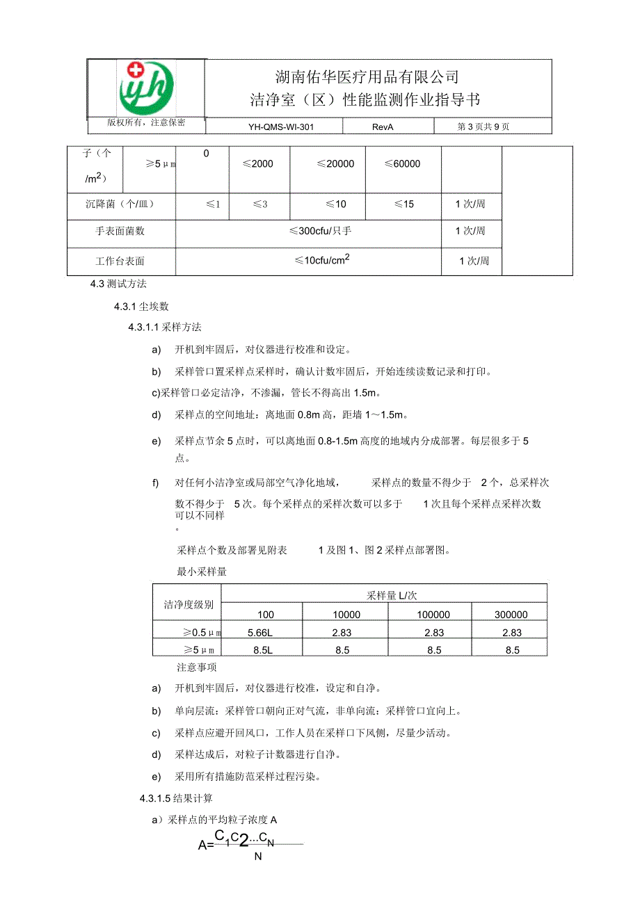 YHQMSWI301A洁净室性能监测作业指导书.doc_第3页