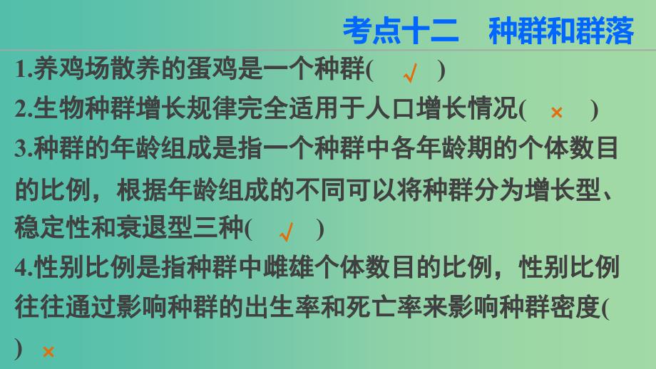 高三生物第二轮复习 第二篇 考点十二 种群和群落课件 新人教版.ppt_第2页