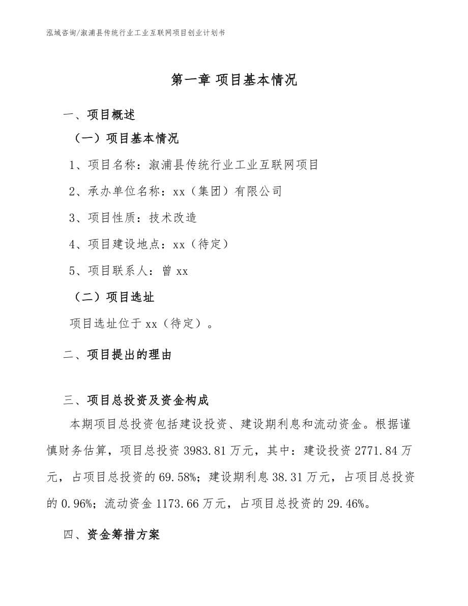 溆浦县传统行业工业互联网项目创业计划书_第5页
