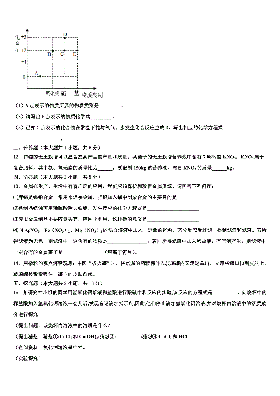 2022-2023学年黄金卷市级名校中考化学模拟试题含解析.doc_第4页