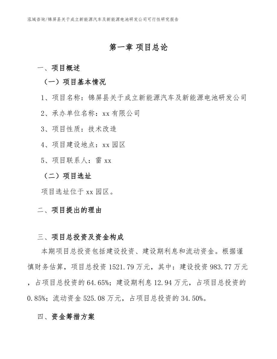 锦屏县关于成立新能源汽车及新能源电池研发公司可行性研究报告_模板范本_第5页