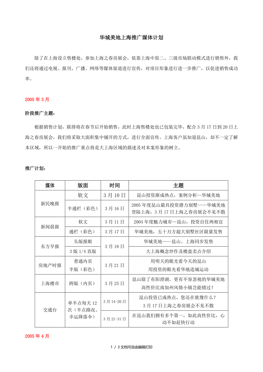 华城美地上海推广媒体计划_第1页