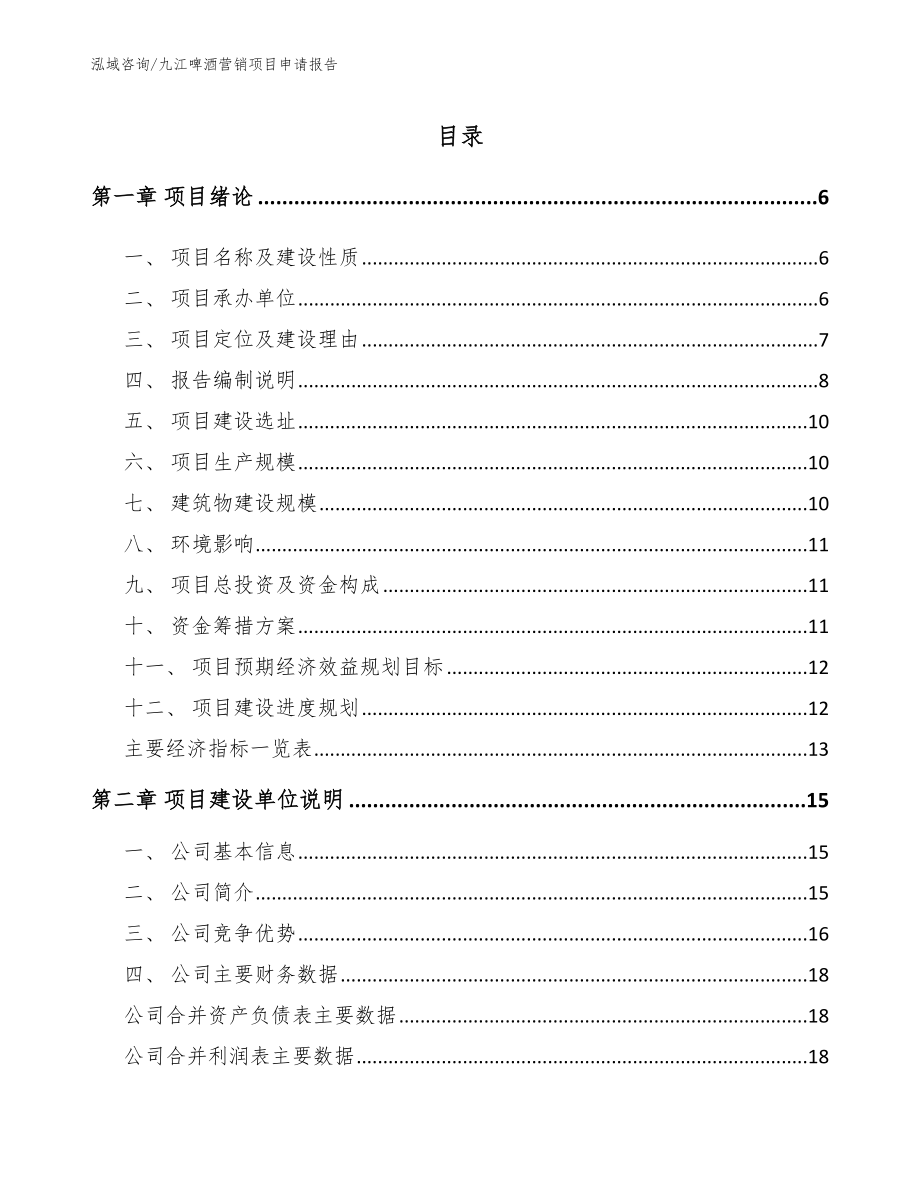 九江啤酒营销项目申请报告_模板范本_第1页