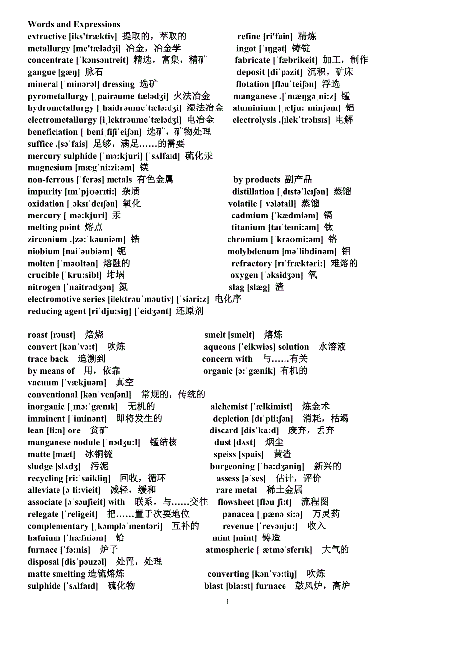 冶金专业英语词汇0.doc_第1页