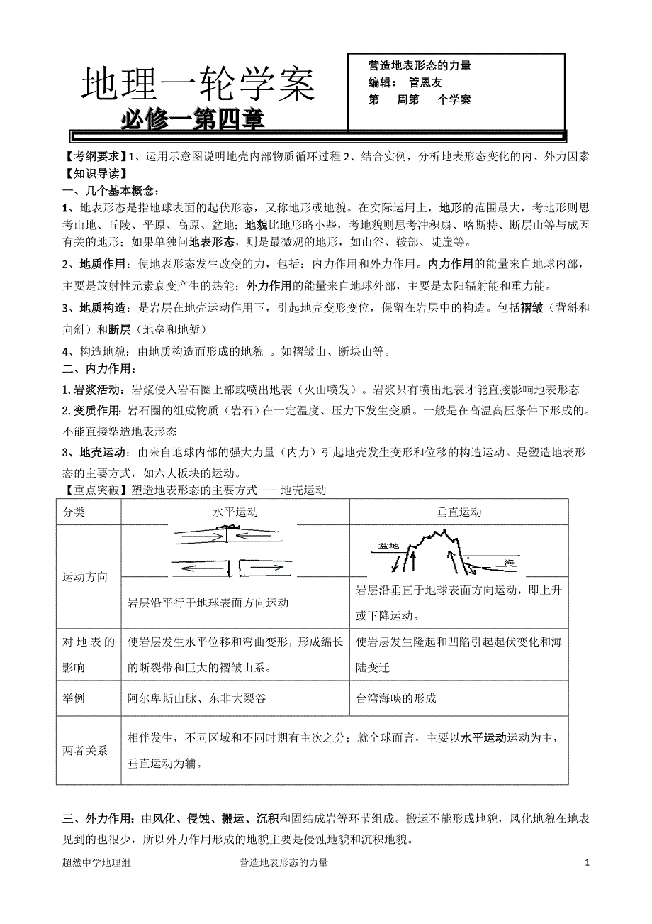 营造地表形态的力量学案.doc_第1页