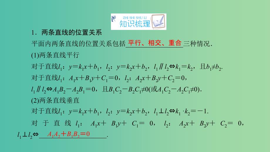 2020高考数学一轮复习 第八章 解析几何 第2讲 两条直线的位置关系课件.ppt_第4页