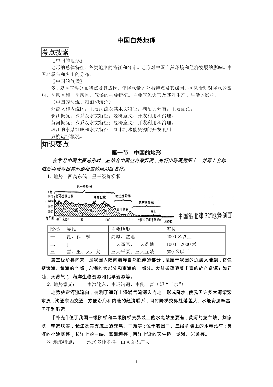 高三中国地理复习笔记归纳总结.doc_第1页