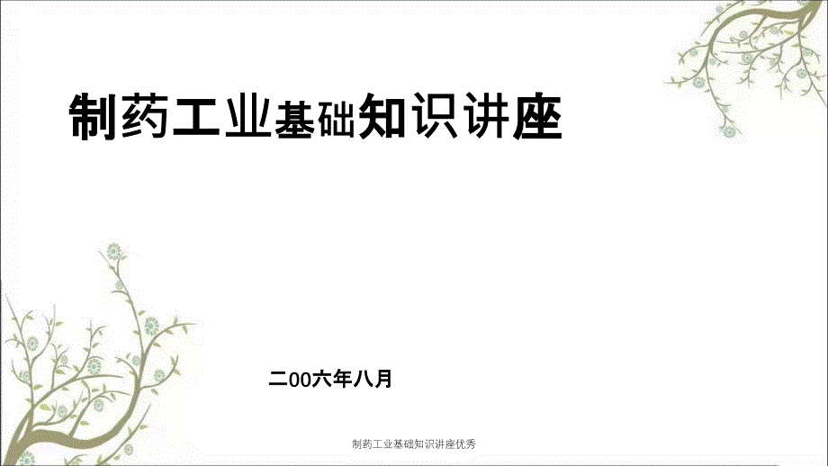 制药工业基础知识讲座优秀_第1页