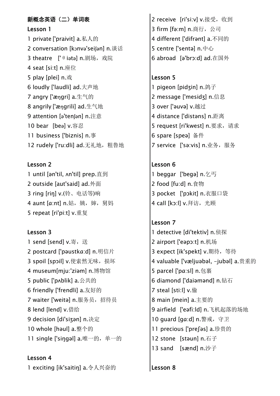 新概念英语第二册单词表.doc_第1页