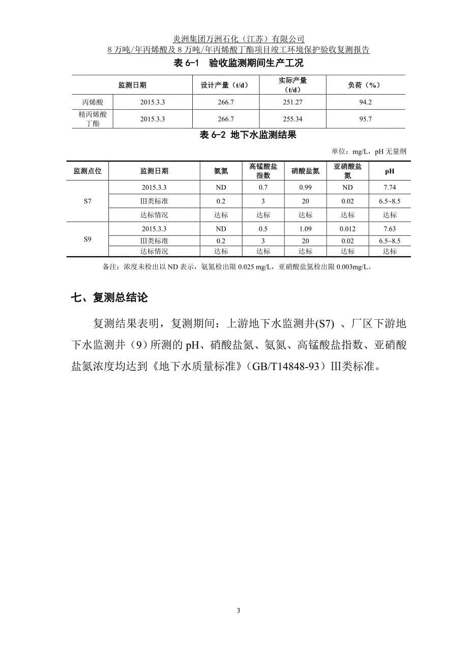 万洲石化江苏有限公司丙烯酸及丙烯酸丁酯项目验收复测报告.doc_第5页