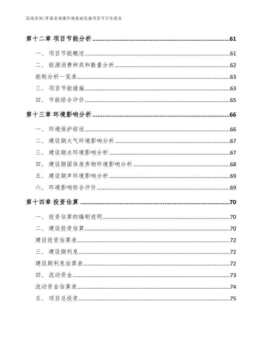 资溪县城镇环境基础设施项目可行性报告（模板）_第5页