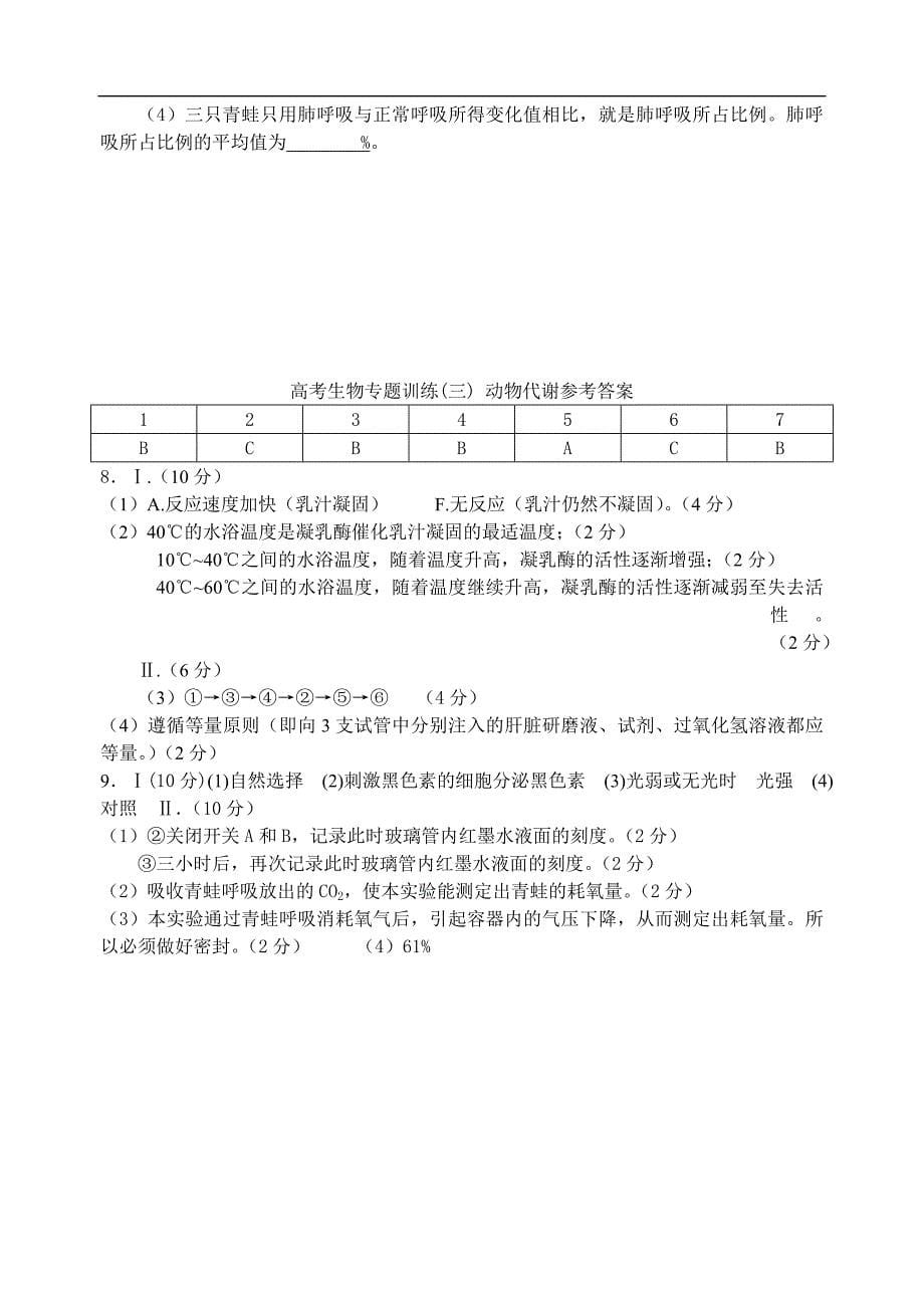 高考生物专题能力训练 动物代谢.doc_第5页