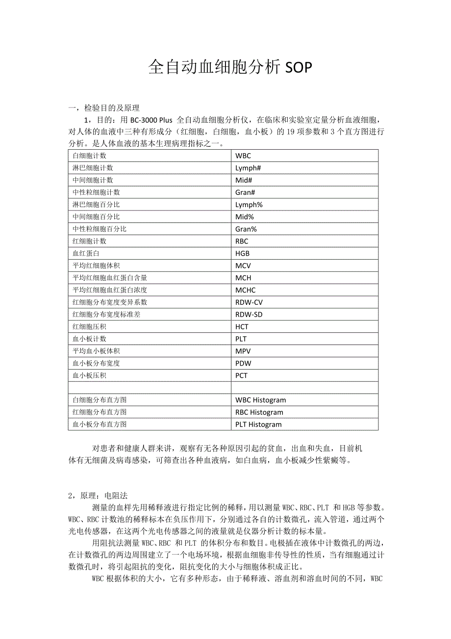 血常规SOP文件_第1页