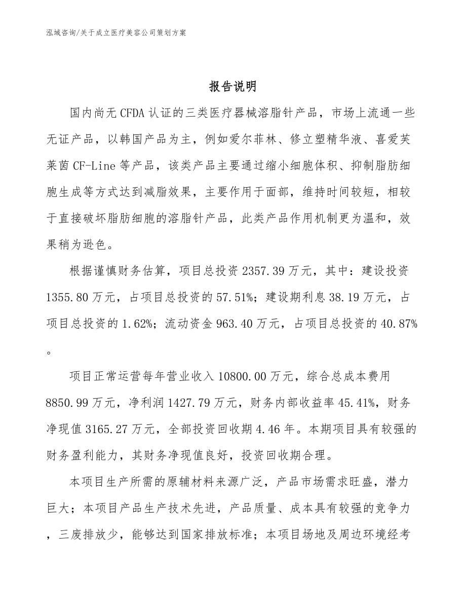 关于成立医疗美容公司策划方案【范文】_第5页