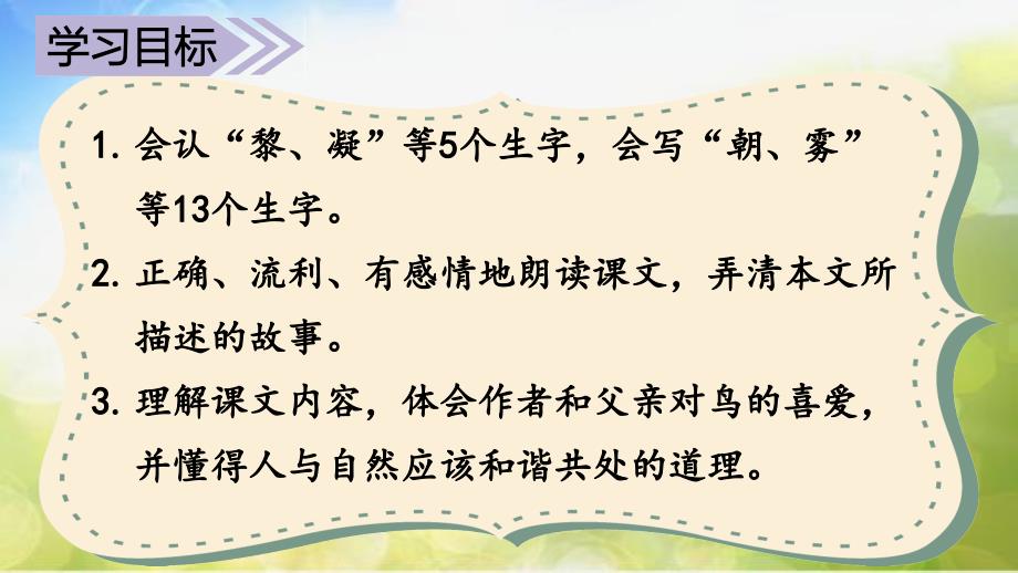 部编语文三年级上册22-(课堂教学课件)父亲、树林和鸟_第3页