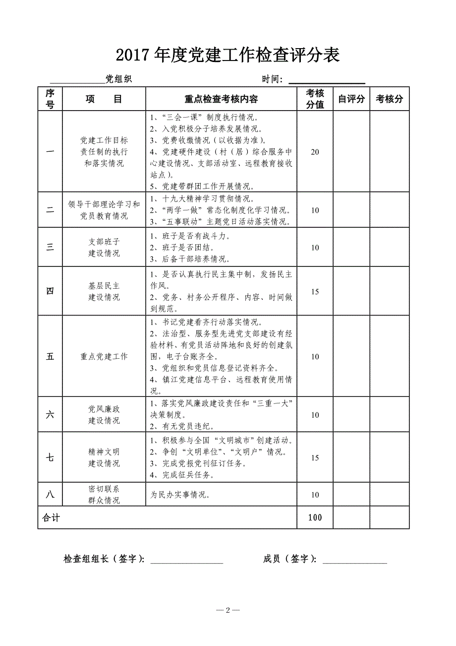 2017丹北镇党建工作检查小组分工表_第2页