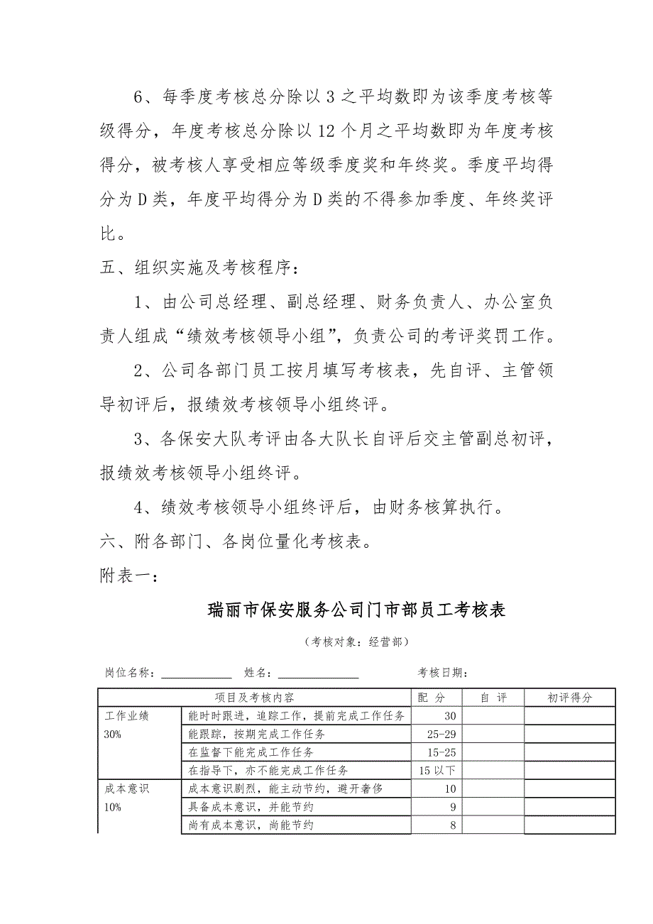 保安公司员工绩效考核实施方案_第3页