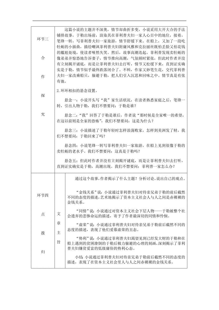 九年级语文上册第四单元15我的叔叔于勒教案新人教版_第5页