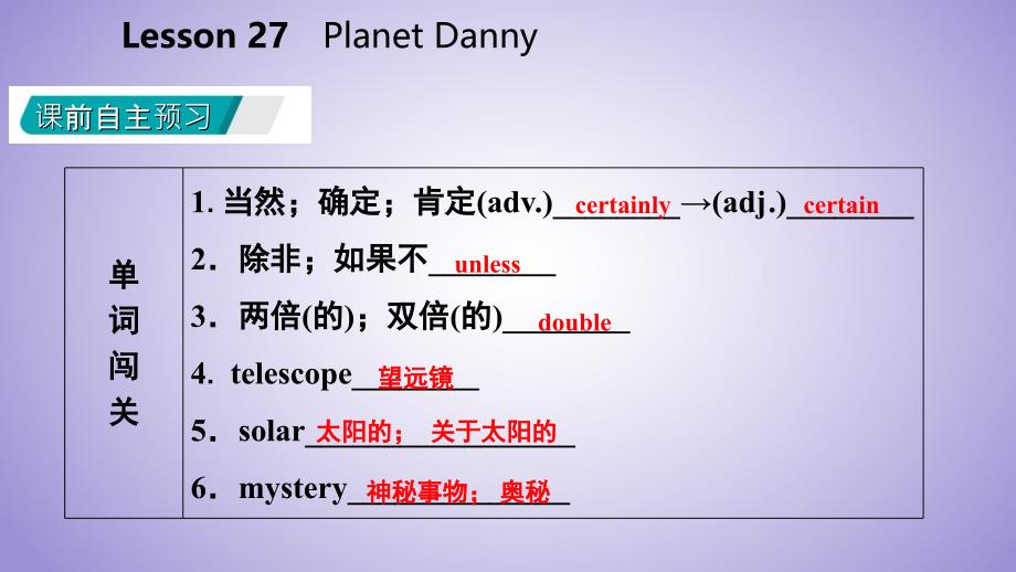 九年级英语上册Unit5LookintoScienceLesson27PlanetDanny导学课件新版冀教版_第3页