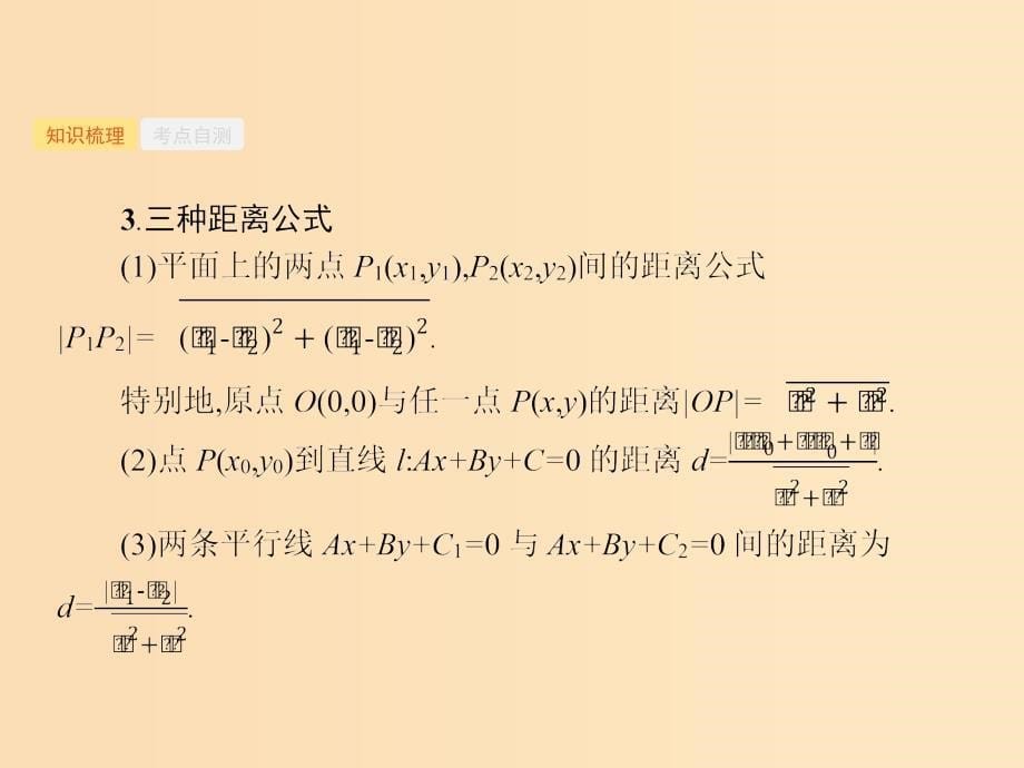 （福建专用）2019高考数学一轮复习 第九章 解析几何 9.2 点与直线、两条直线的位置关系课件 理 新人教A版.ppt_第5页