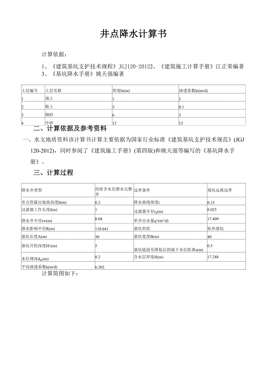 井点降水计算计算书_第1页