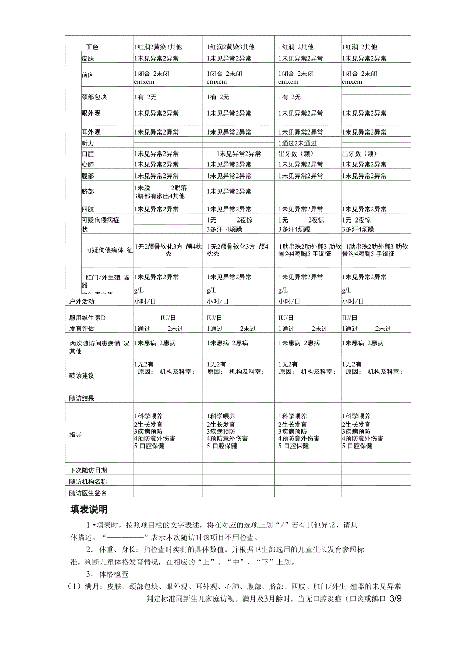 儿童健康体检表_第3页
