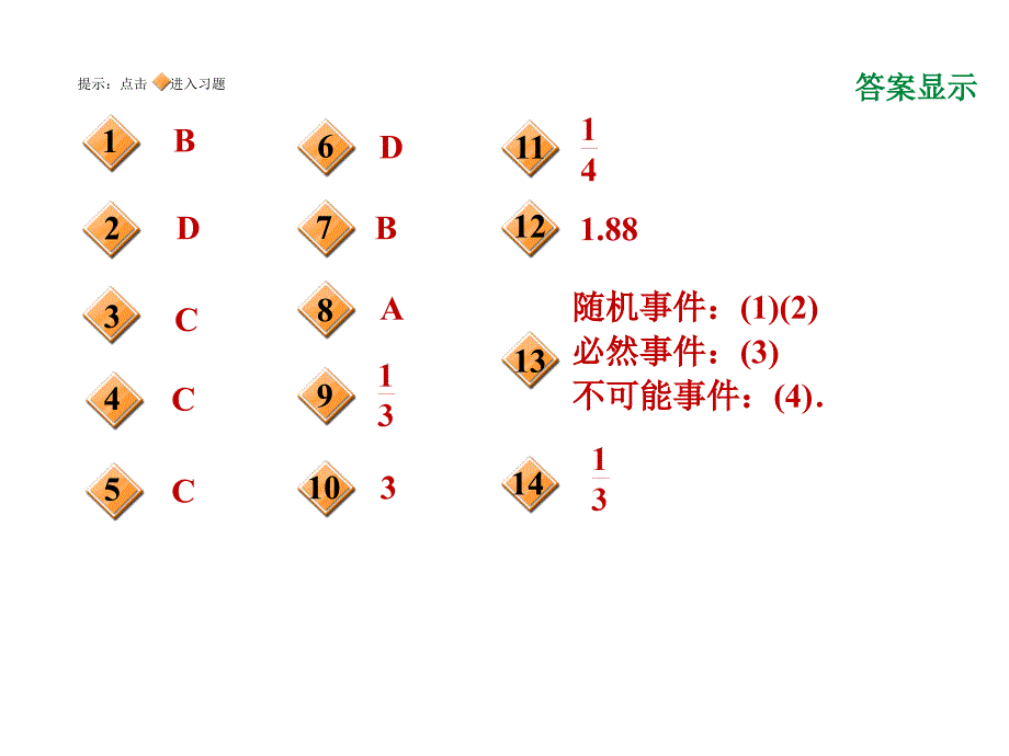 人教9年级数学上册复习课件第9讲概率1考点梳理与达标训练_第2页