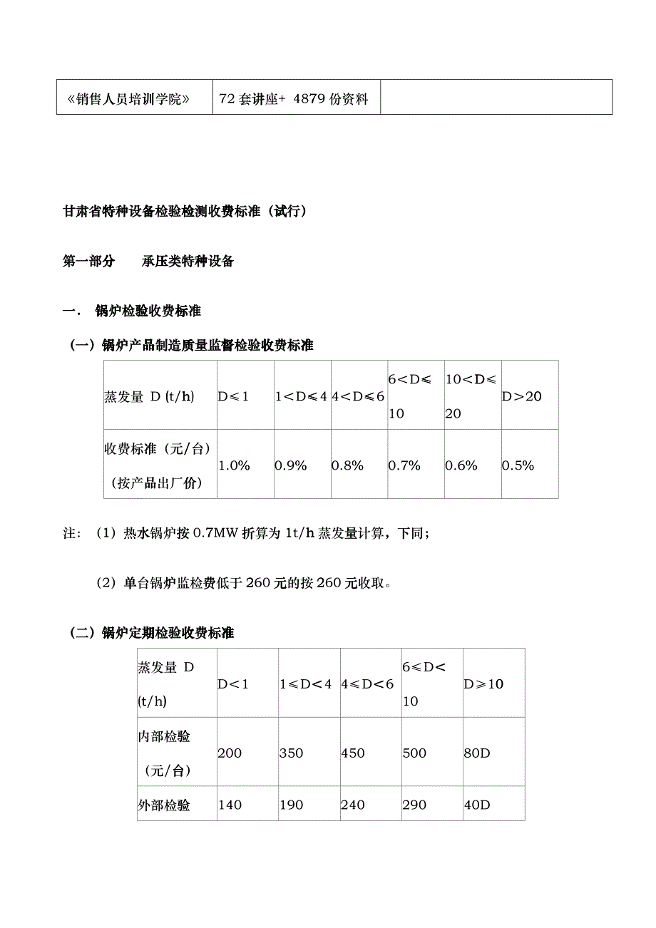 甘肃省特种设备检验检测收费标准论述_第2页