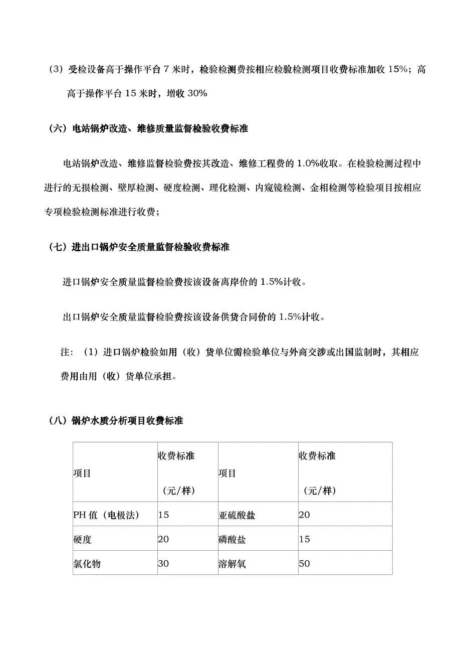 甘肃省特种设备检验检测收费标准论述_第5页