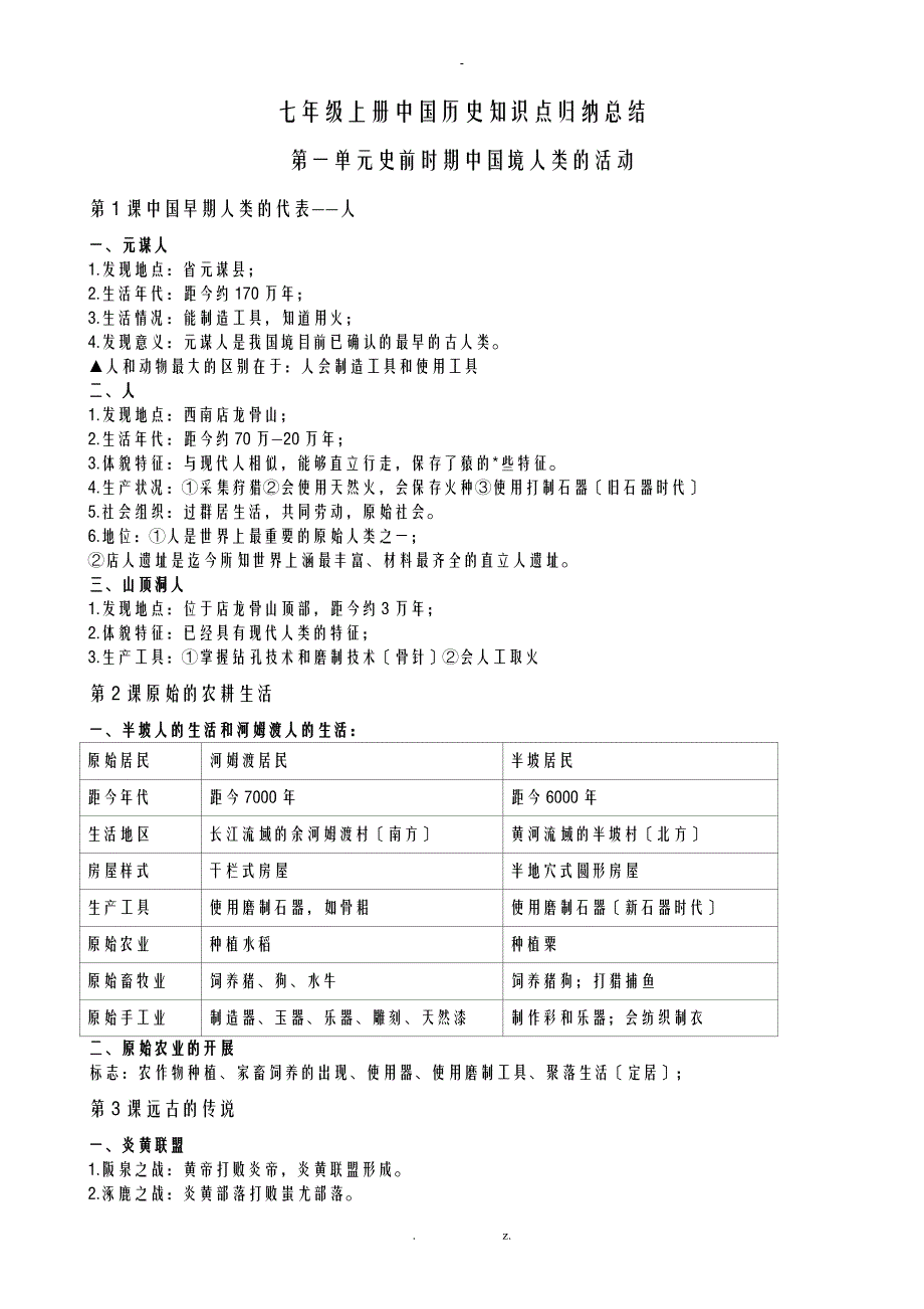 部编版七年级上册历史提纲式复习(知识点)_第1页